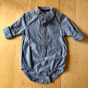 Oshkosh B'gosh Blue Seersucker Onesie 24 Months